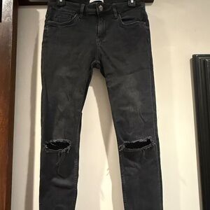 Zara Skinny distressed black jeans